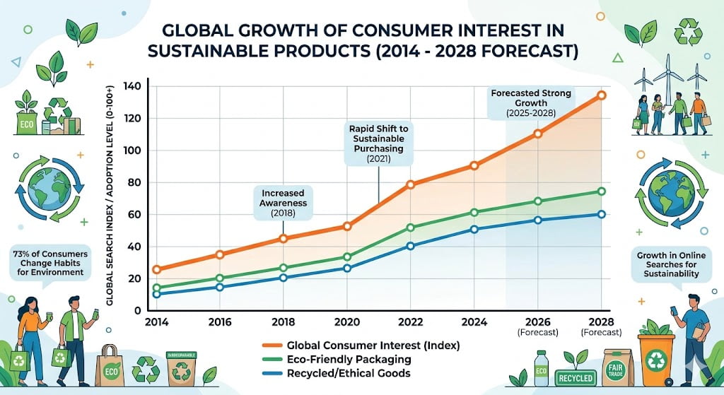 Growing Demand for Eco-Friendly Products A chart showing the growth of consumer interest in sustainable products