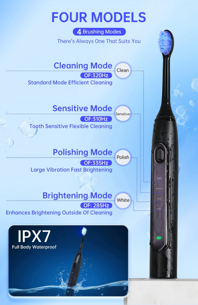 Dual led light sonic toothbrush