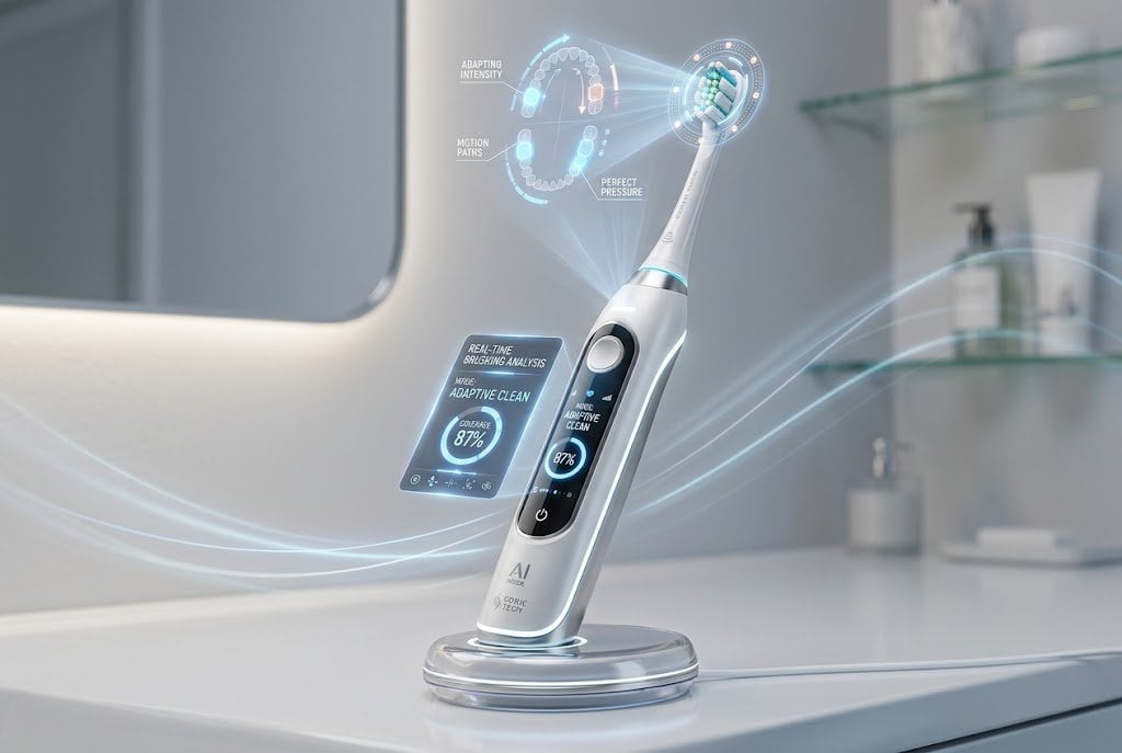 Future electric toothbrush with smart sensors and AI next generation electric toothbrush technology sensors AI