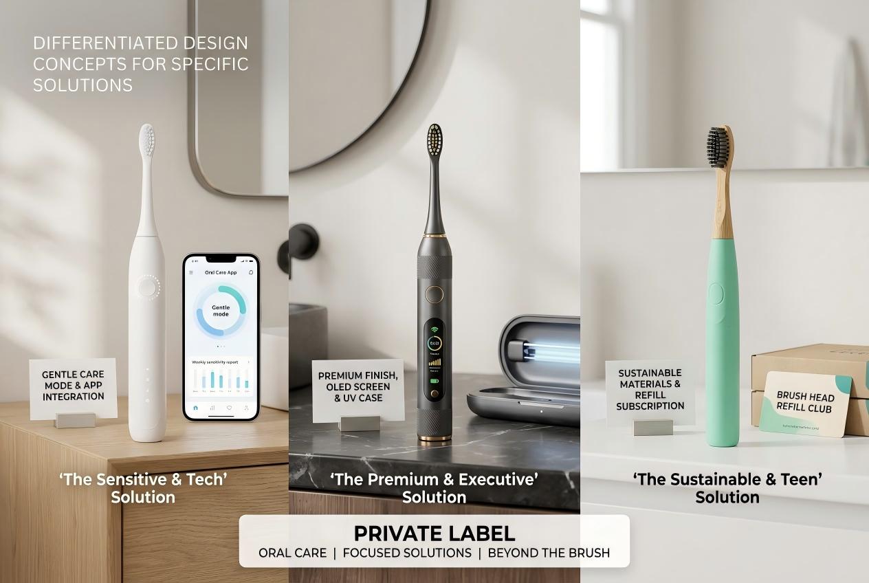 differentiated electric toothbrush design concepts private label electric toothbrush product differentiation strategy