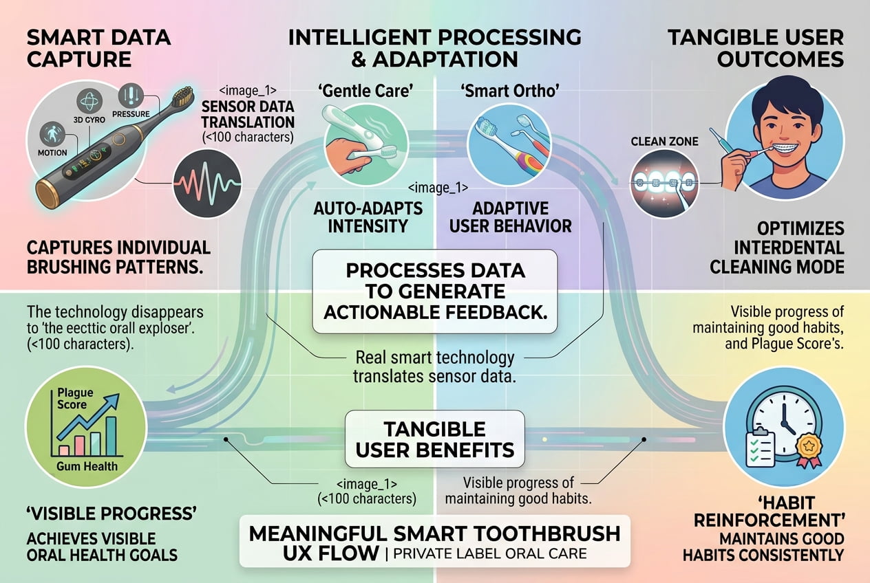 meaningful smart toothbrush features and benefits smart electric toothbrush user experience flow diagram